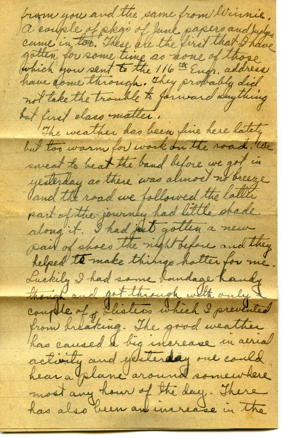 Handwritten WWI Letter Page, Pvt. Willis W. Wagener — 'Letter 13,' Page B