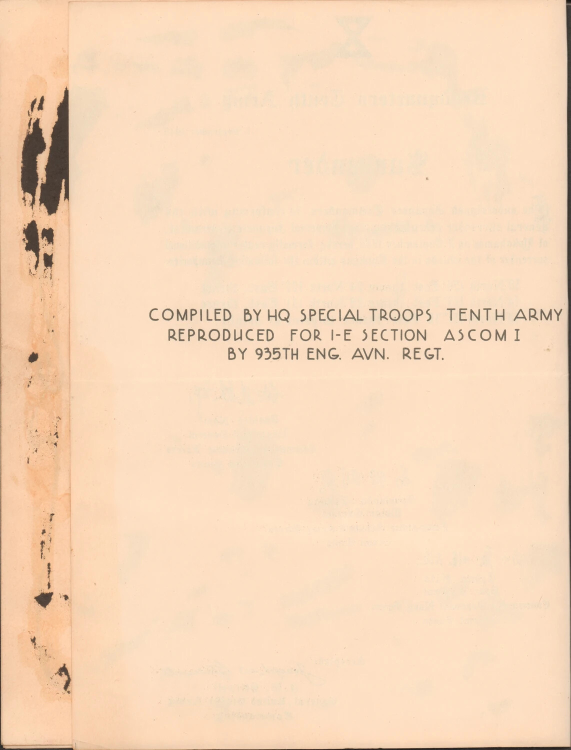 Credit Page, WWII/Occupation-Era Report Compiled by HQ Special Troops, Tenth Army
