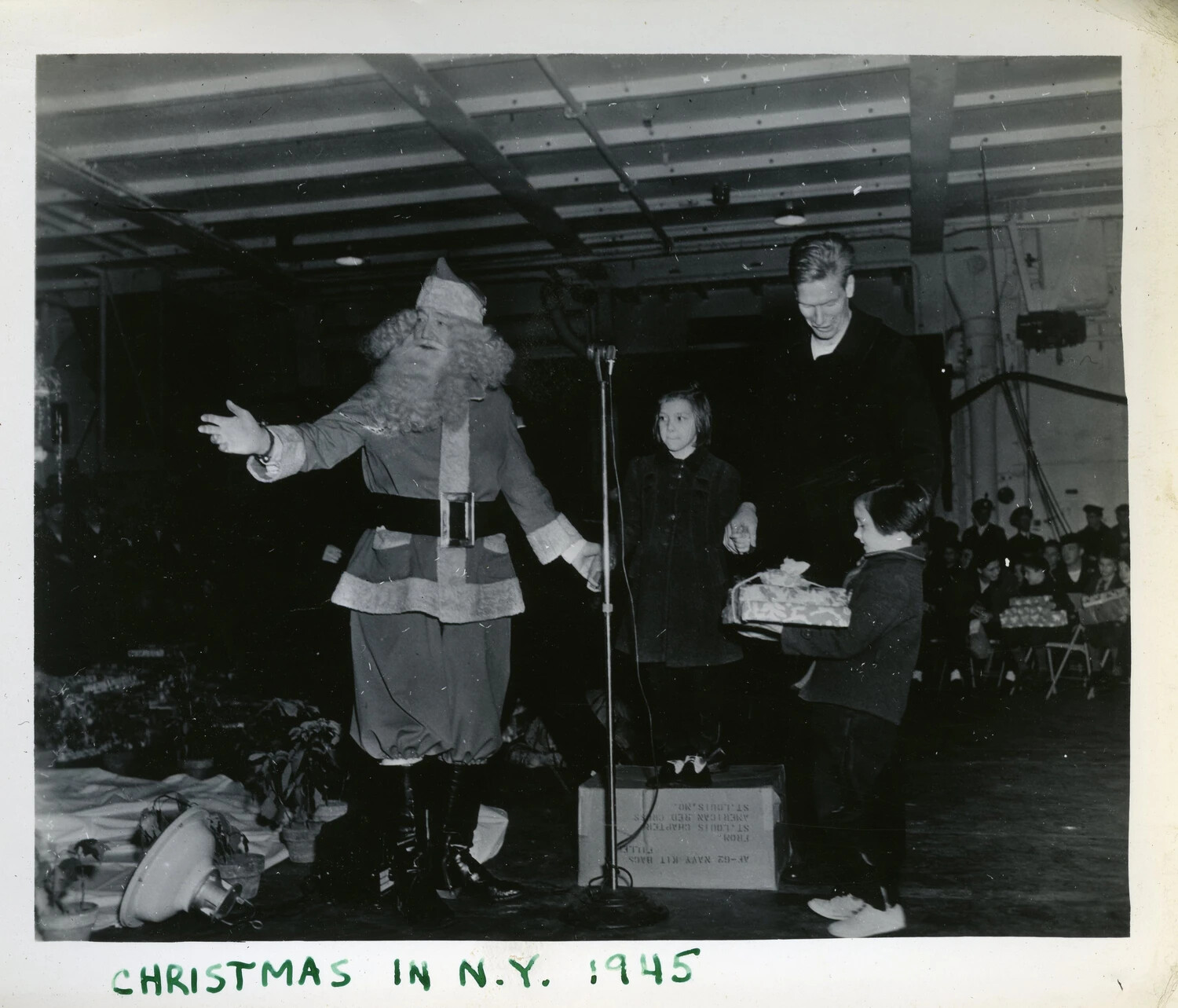Christmas Party on Hangar Deck, USS Franklin D. Roosevelt (CVB-42), New York, 1945