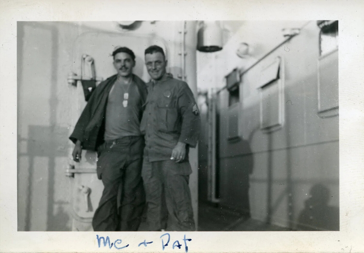 'Me & Pat' - Two 44th Infantry Division Soldiers Aboard Ship, WWII