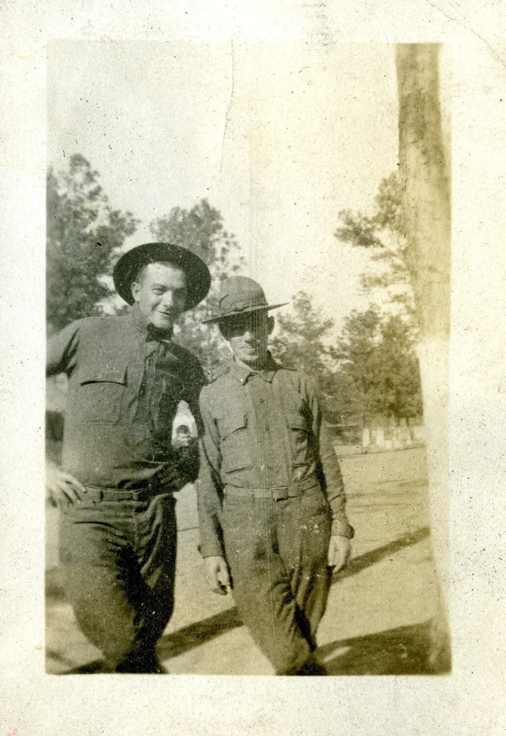 Two Soldiers Posing Together at Camp, World War I