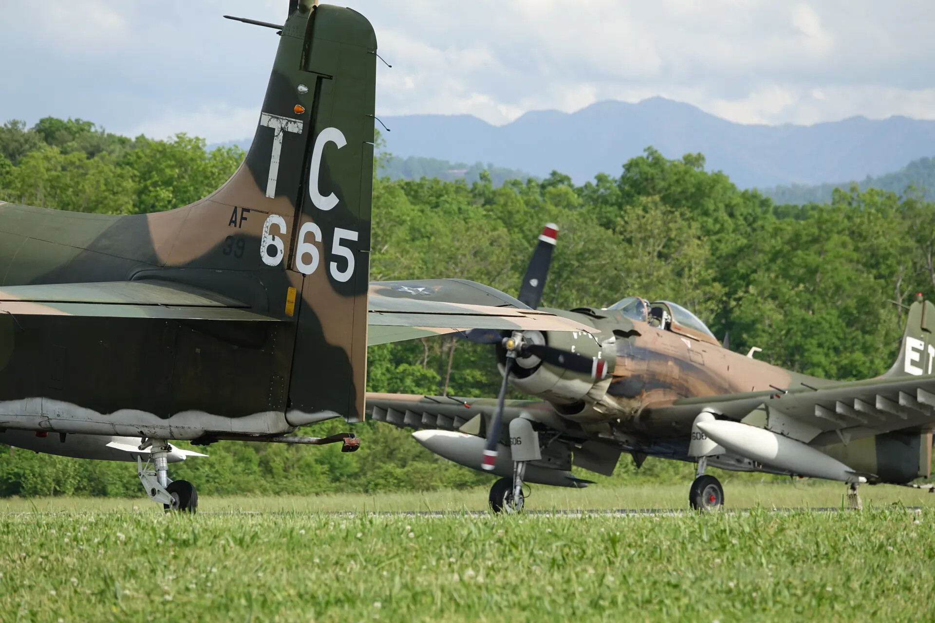 Douglas A-1 Skyraiders Taxiing at Warbird Event, 3-4 May 2019 (Sequence Frame 4)