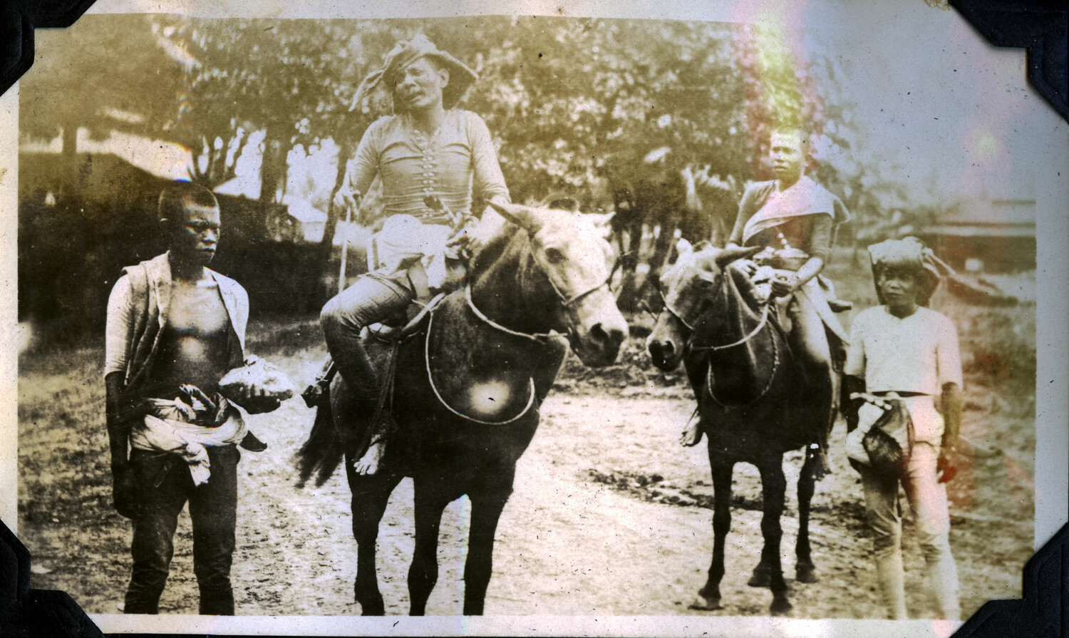 Riders on Horseback with Local Attendants, Rural Philippines, Early-Mid 20th Century
