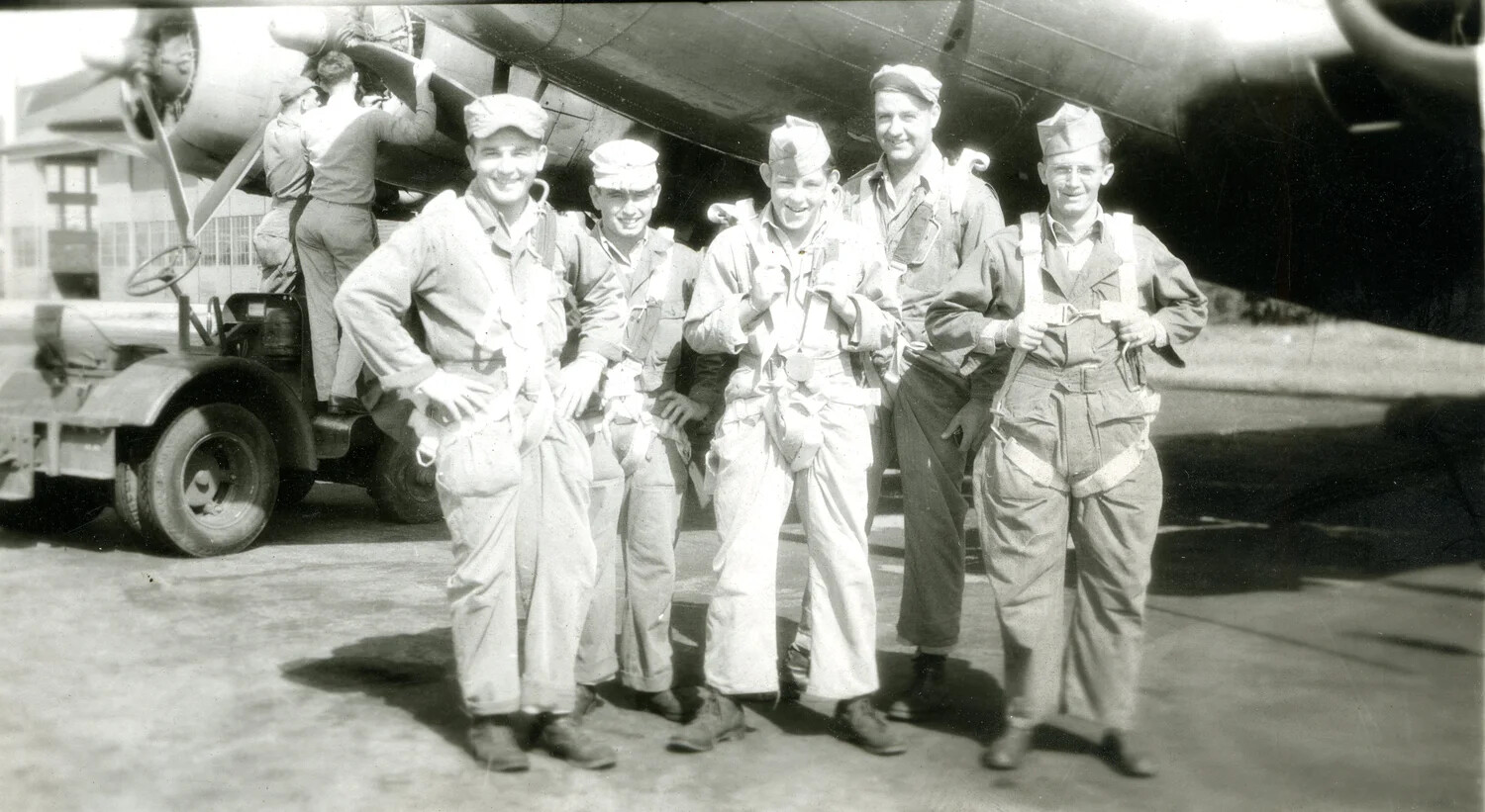 USAAF Flight Crew Group Portrait Beside Aircraft, 1946