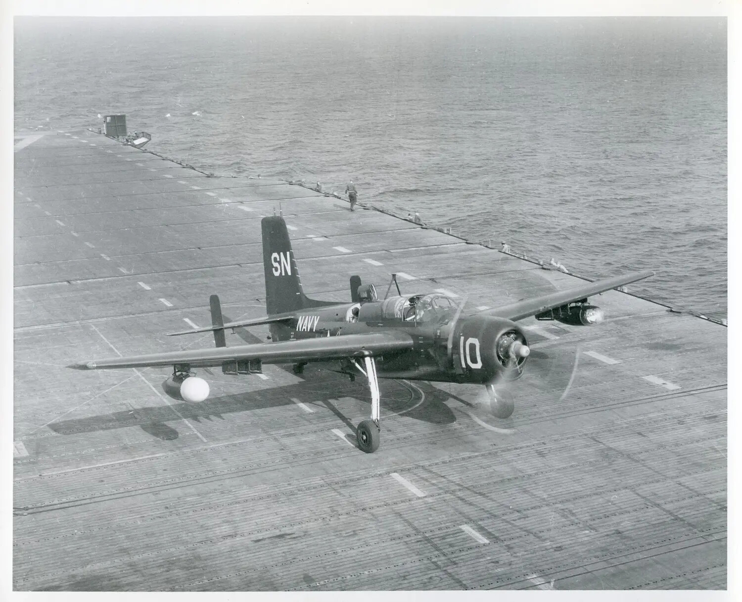 U.S. Navy Carrier Fighter Aircraft ("SN" Tail Code, No. 10) on Carrier Deck