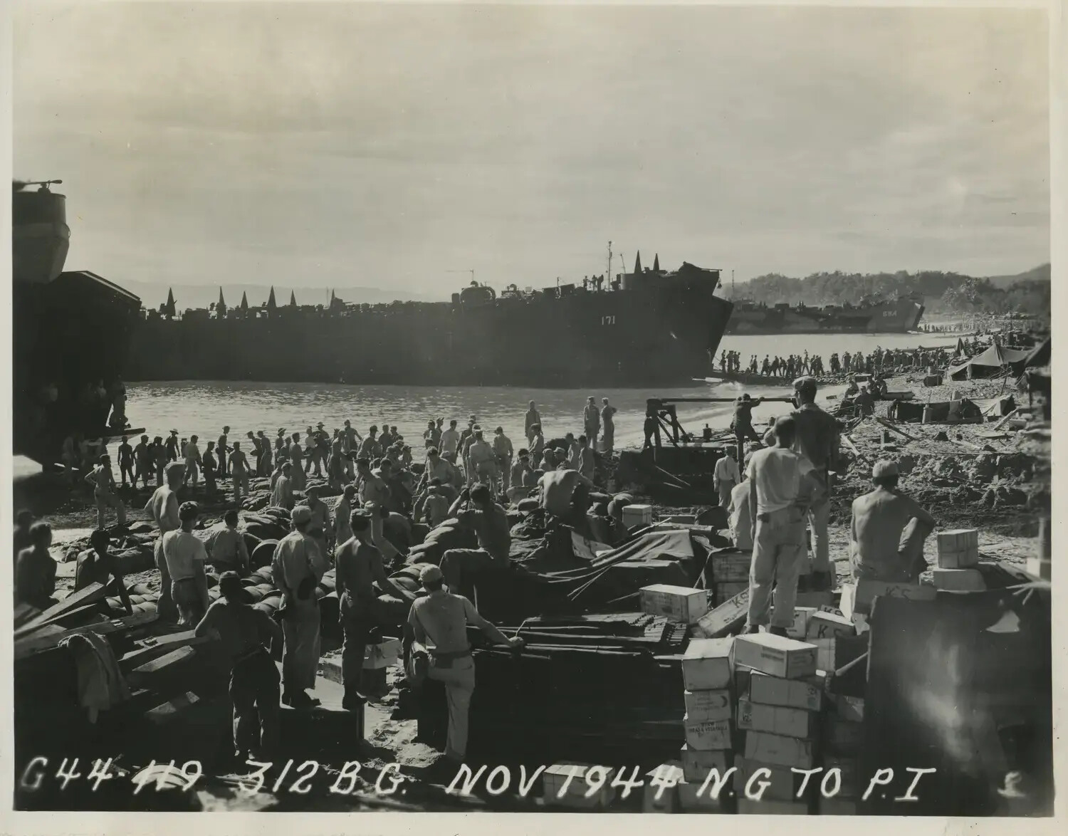 Beach Logistics and LST Unloading Operation, 312th Bombardment Group, November 1944