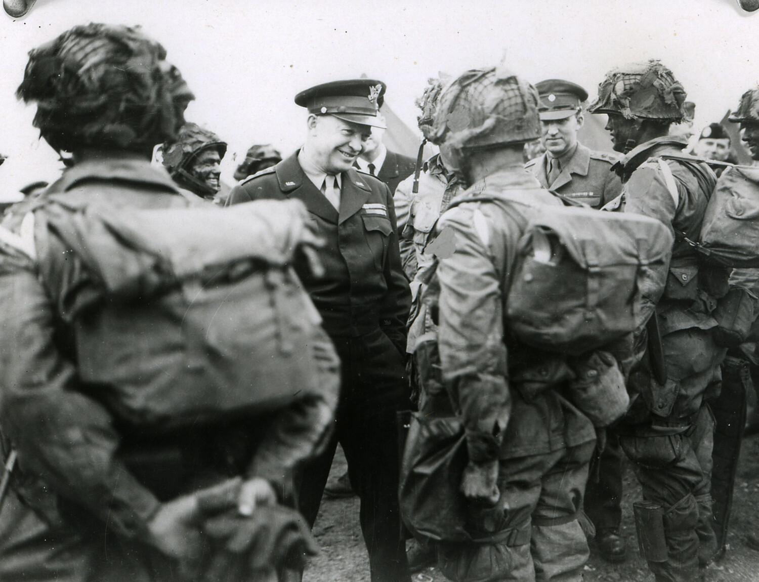 General Dwight D. Eisenhower Addressing Paratroopers of the 101st Airborne Division Before D-Day, England, June 5, 1944