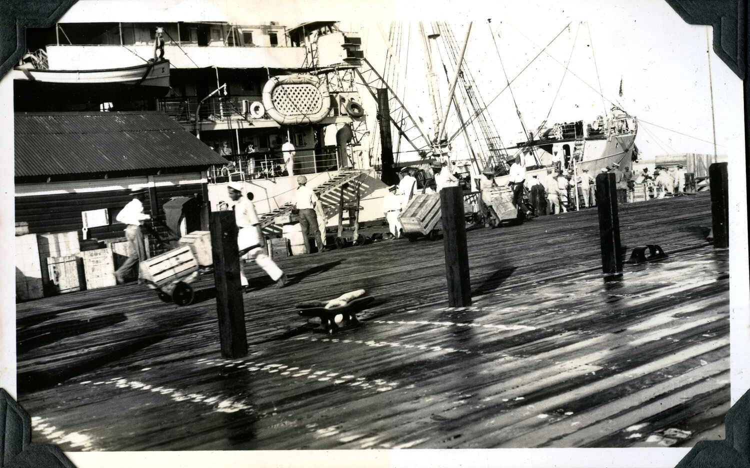 Dockside Cargo Unloading Operations Alongside Moored Steamship, Jervey Signal Corps Album