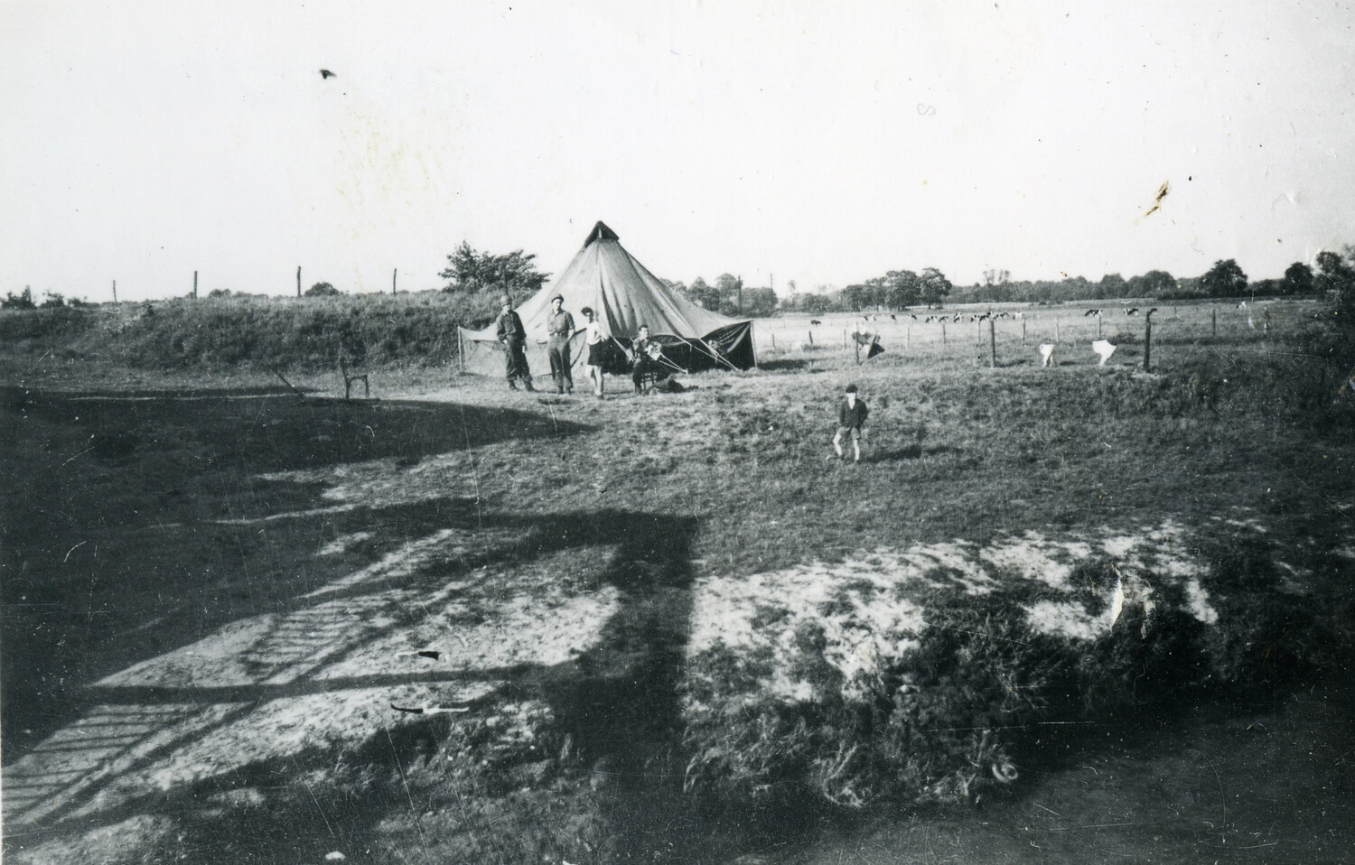 U.S. Army Pyramidal Tent Encampment in a European Farm Field