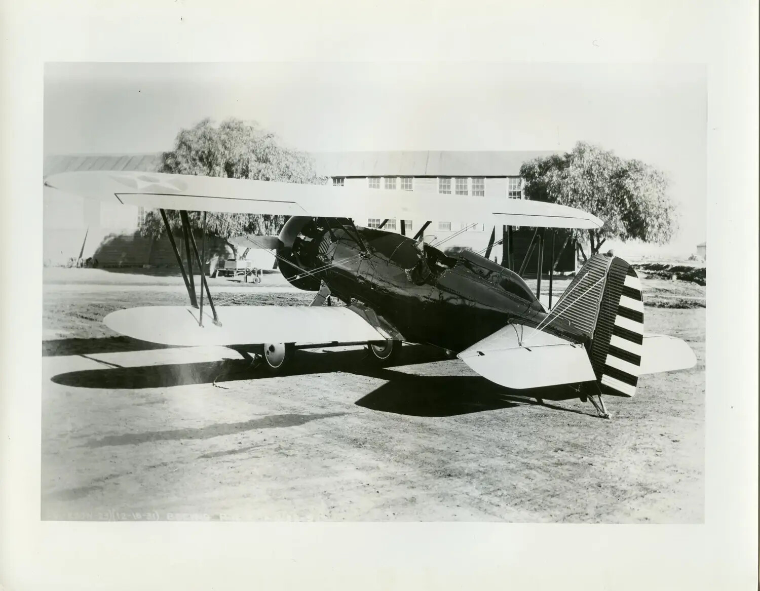 Boeing Pursuit Biplane with Striped Rudder, U.S. Army Air Corps Field, December 1931