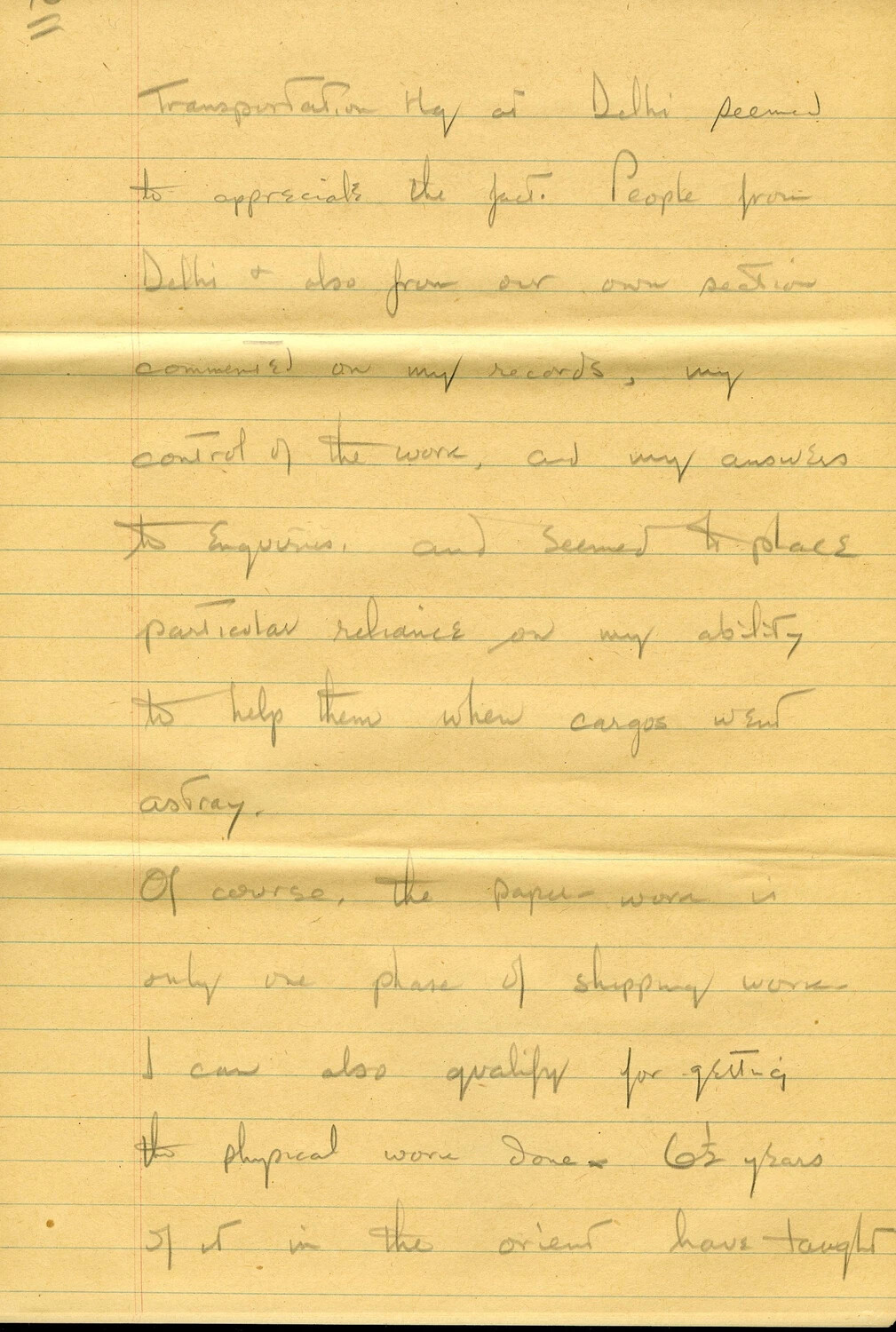 Handwritten Personal Letter Describing Transportation Duties, India-Burma Theater, WWII