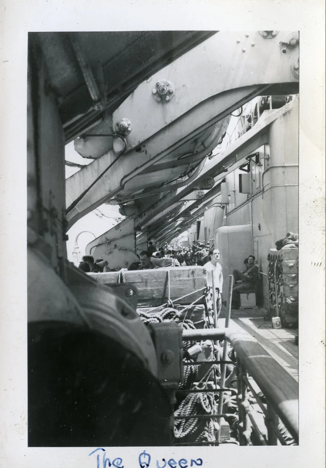 Soldiers Aboard Troopship 'The Queen' (RMS Queen Mary or Queen Elizabeth), 44th Infantry Division Collection, WWII