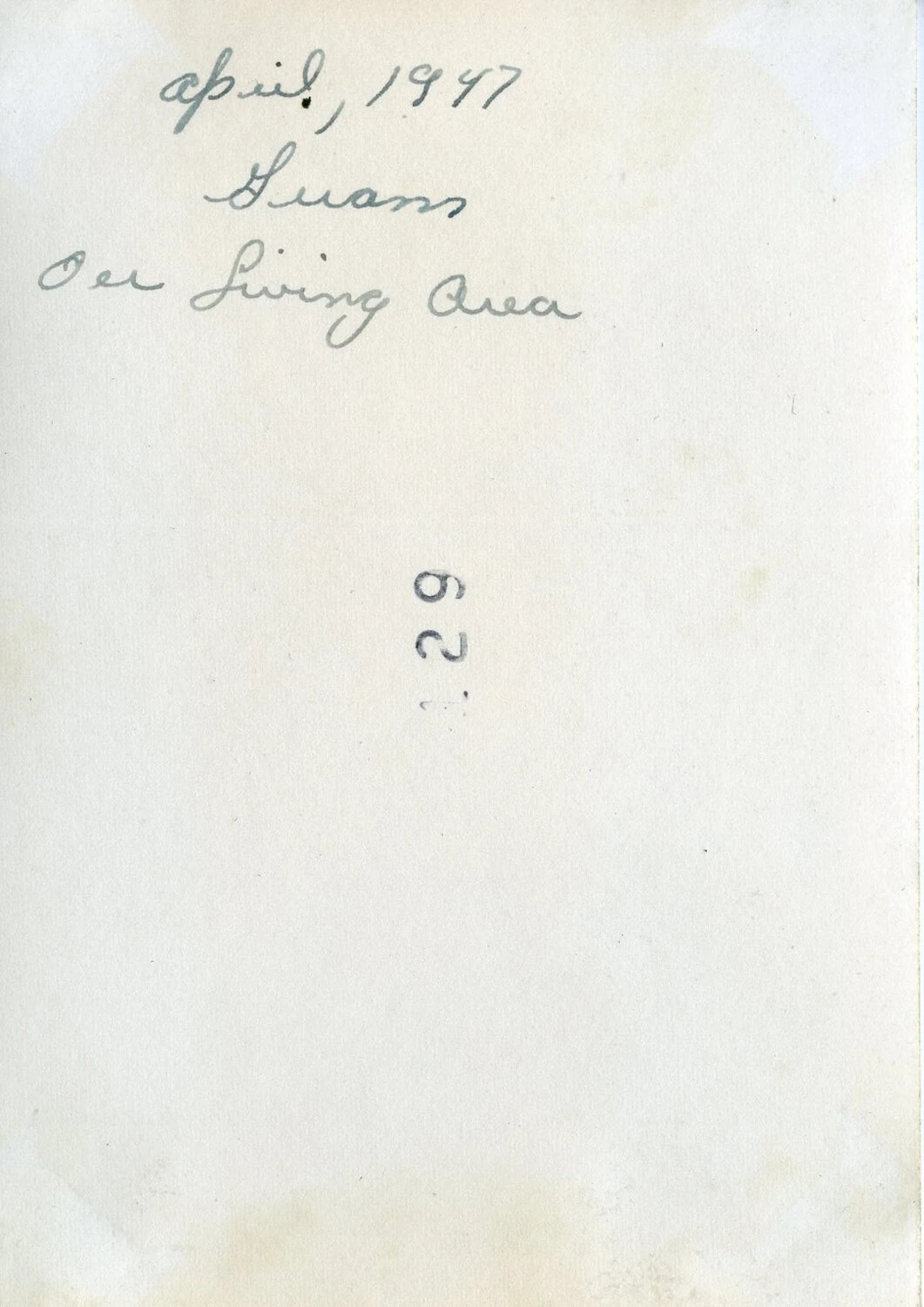 Reverse of Photograph with Handwritten Caption, 'April 1947, Guam, Our Living Area' — VR-6 Squadron Album, Agana, Guam
