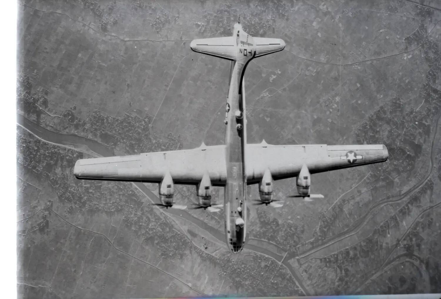 Boeing B-17 Flying Fortress in Flight, Overhead View, European Theater, WWII