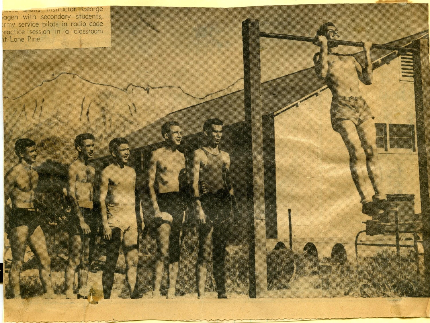 Newspaper Clipping: Army Service Pilots in Physical Training, Lone Pine, California, WWII Era