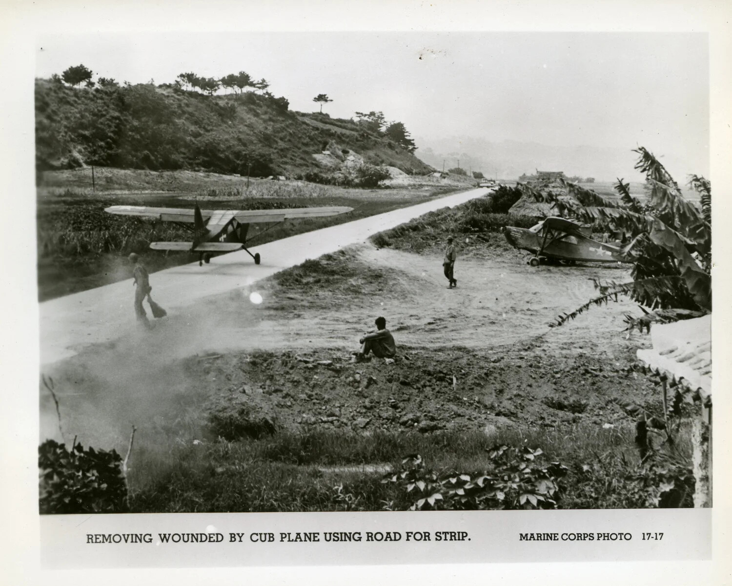 Marine Corps Photo 17-17: Piper L-4 Cub Aircraft Used for Wounded Evacuation, Okinawa