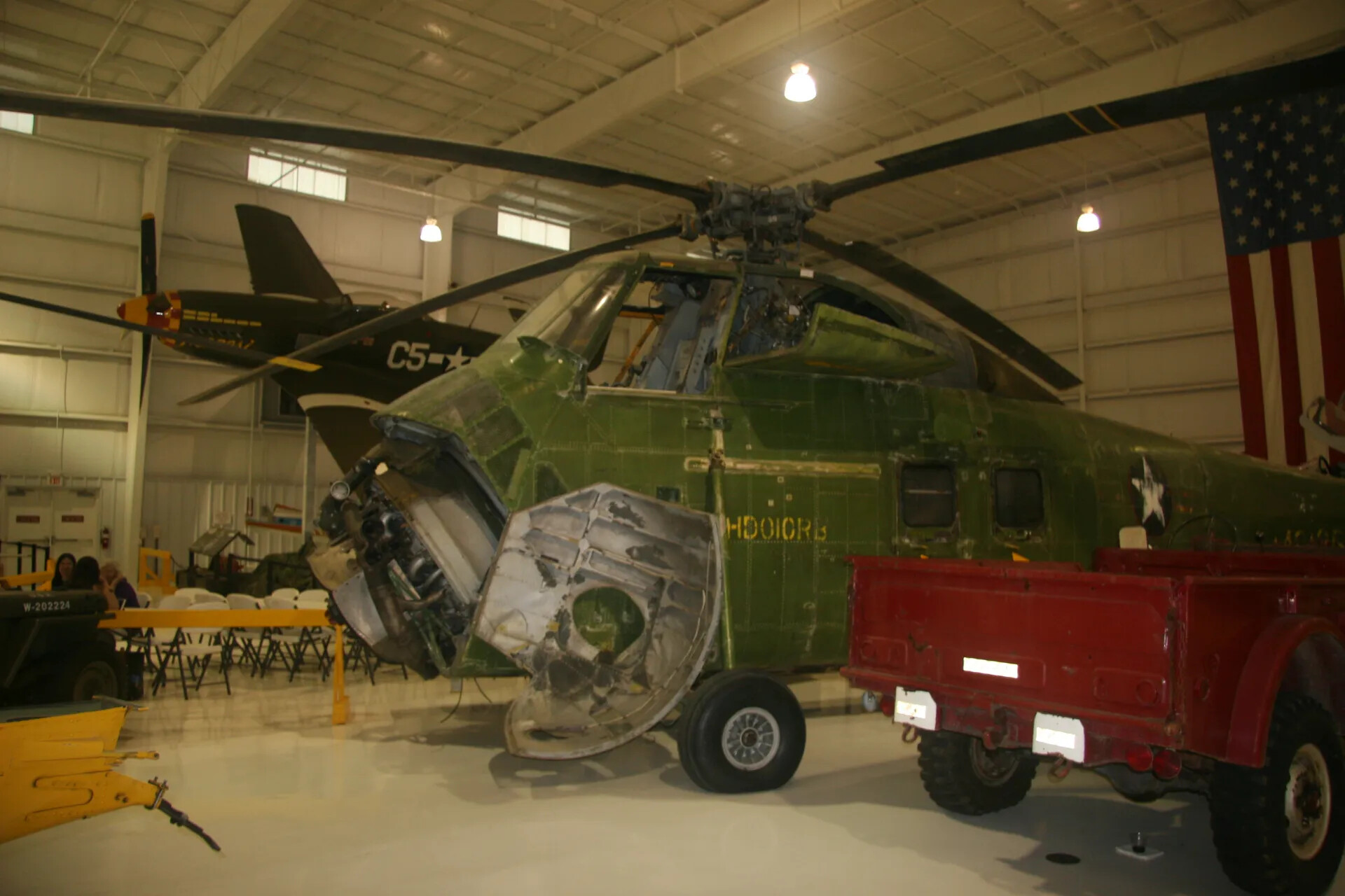 Restored Military Helicopter and Vintage Aircraft on Display, Aviation Museum Hangar, Operation Tailwind Reunion Visit, April 2016