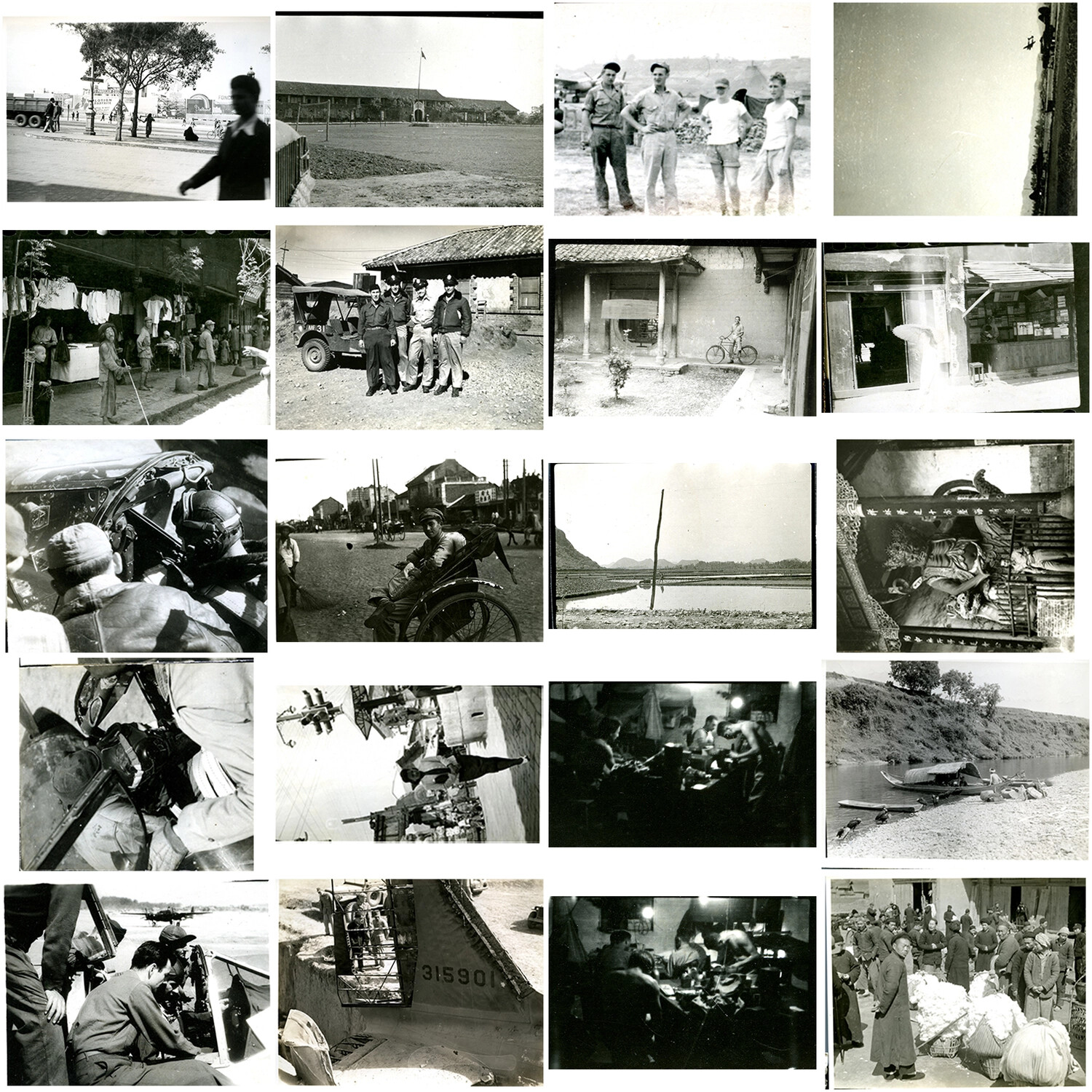 Contact Sheet 006: WWII CBI Theater Photographs -- Chinese City Life and Squadron Activities