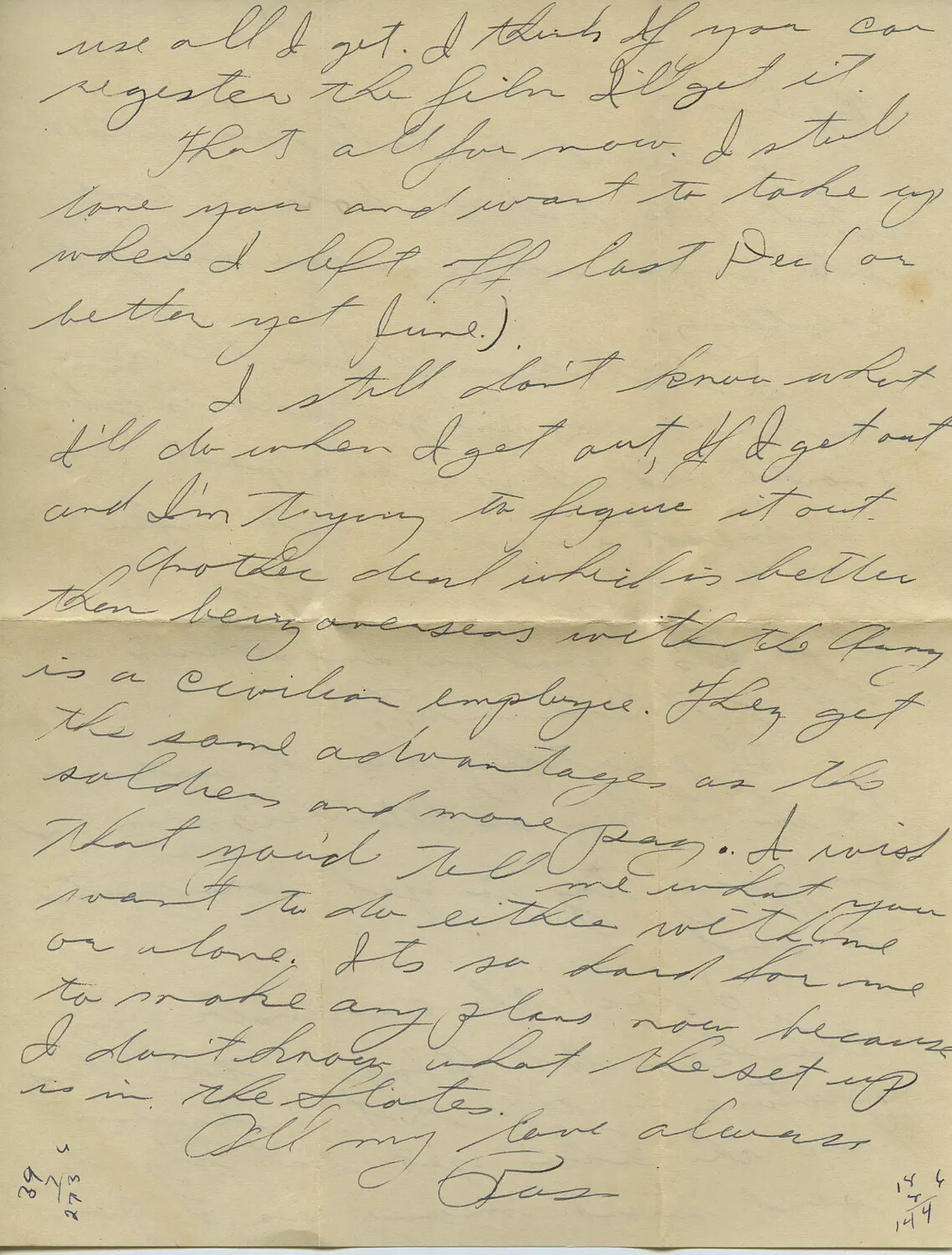 Handwritten Wartime Personal Letter, Page 39 (Moon/Sammiet Family Correspondence Collection)