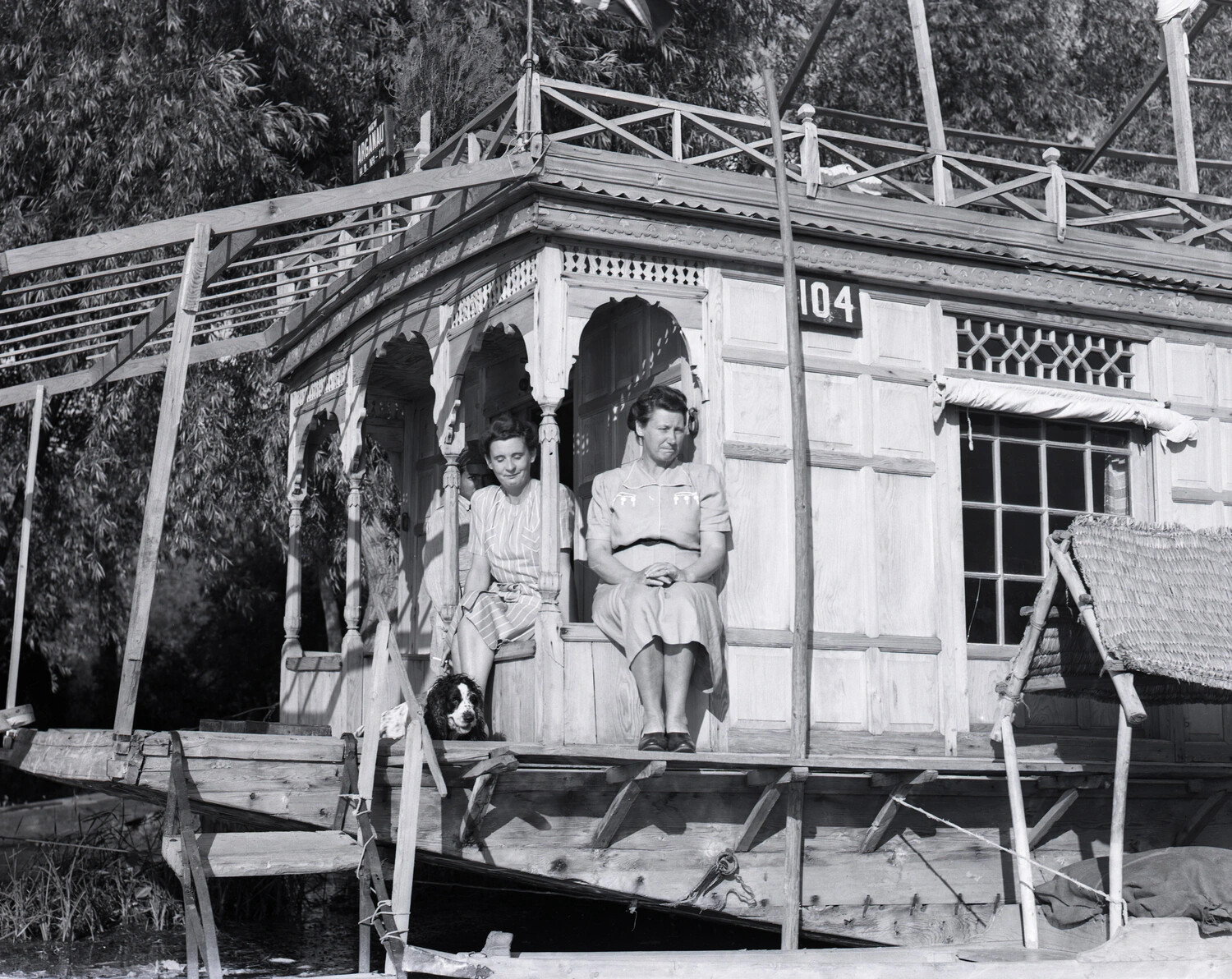 Western Women Aboard a Traditional Kashmiri Houseboat, "No. 104"