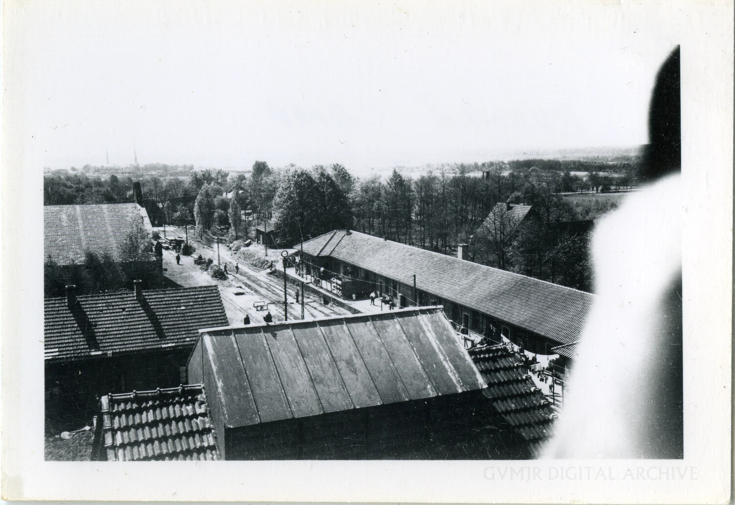 Elevated View of Barrack Complex and Roadway, European Theater, World War II