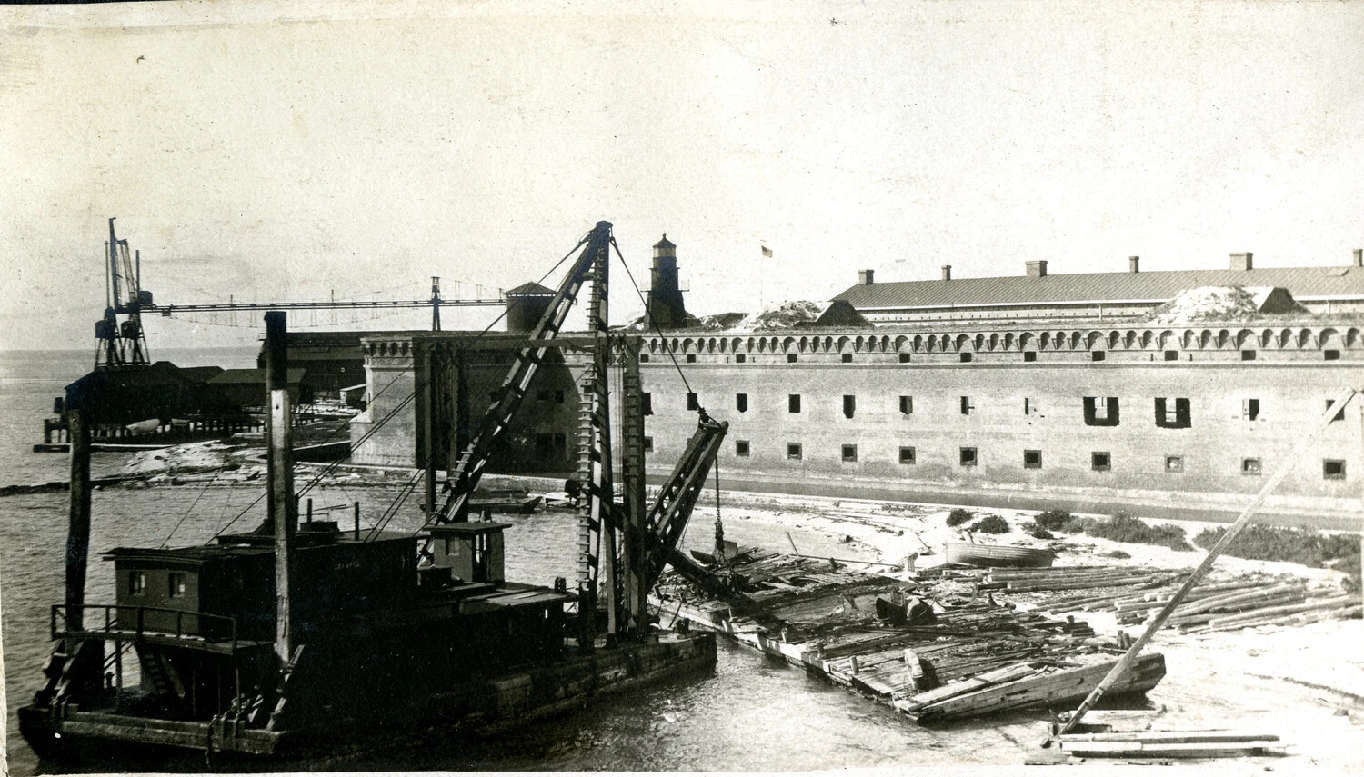 Coastal Masonry Fort and Dredging Operations, USS Columbia Album