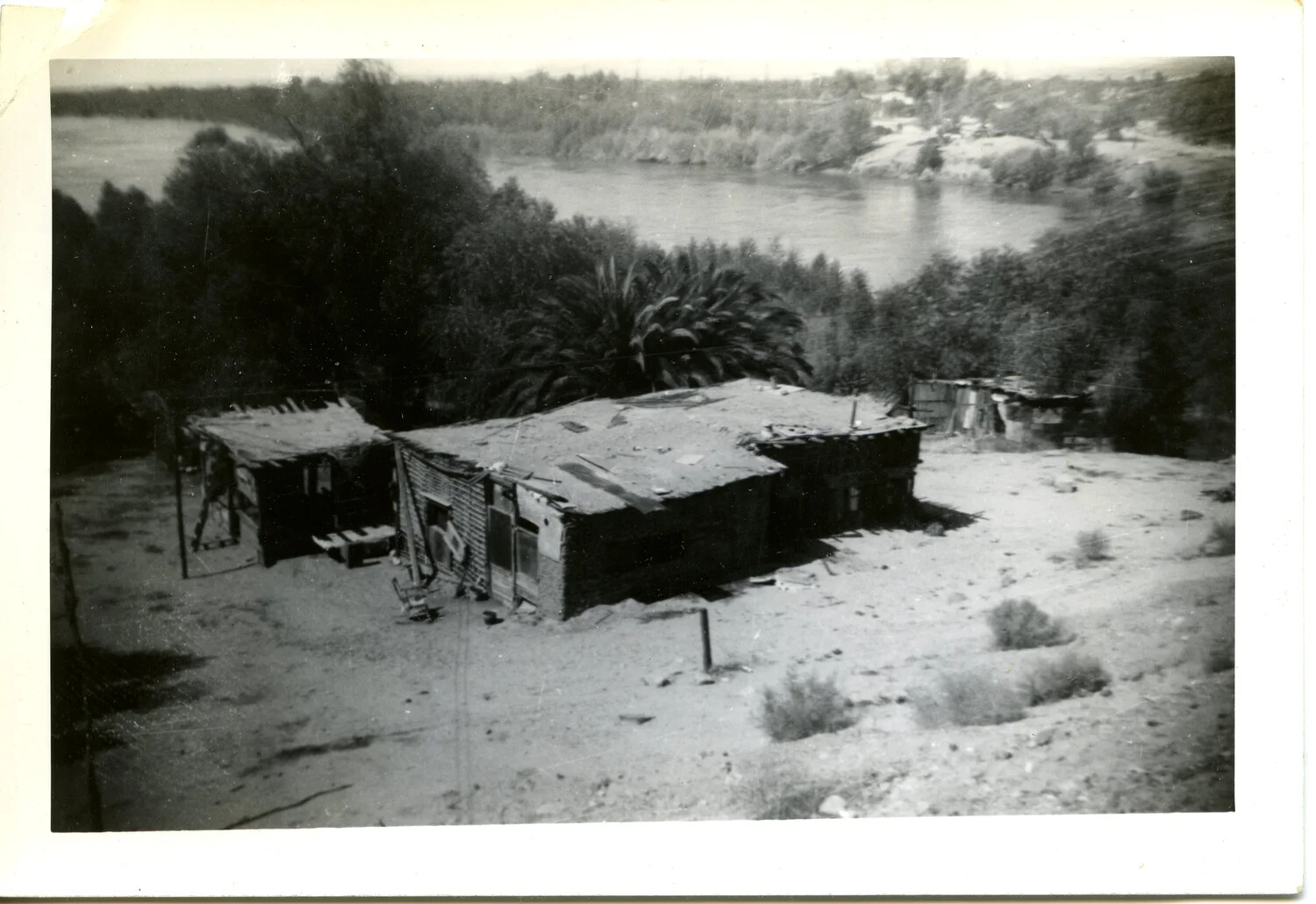 Improvised Riverside Dwelling Compound, WWII-Era Overseas Deployment Photo Album