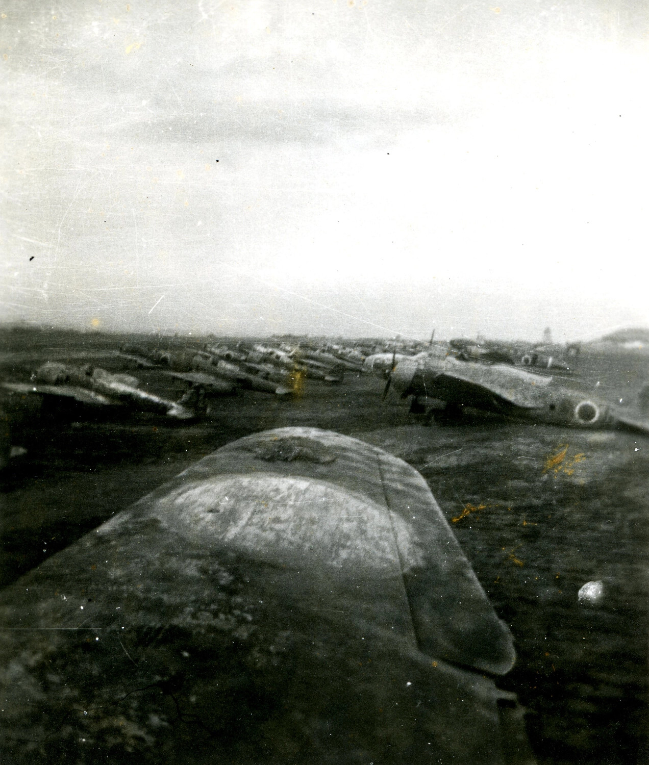 Massed Rows of Japanese Zero Fighters at Nagoya/Kobe Airfield, Japan