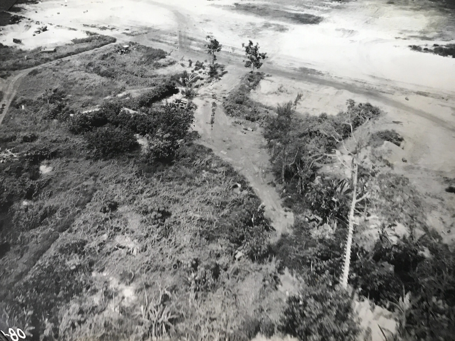 Coastal Sandbar and Jungle Terrain, New Guinea — Aerial Reconnaissance View