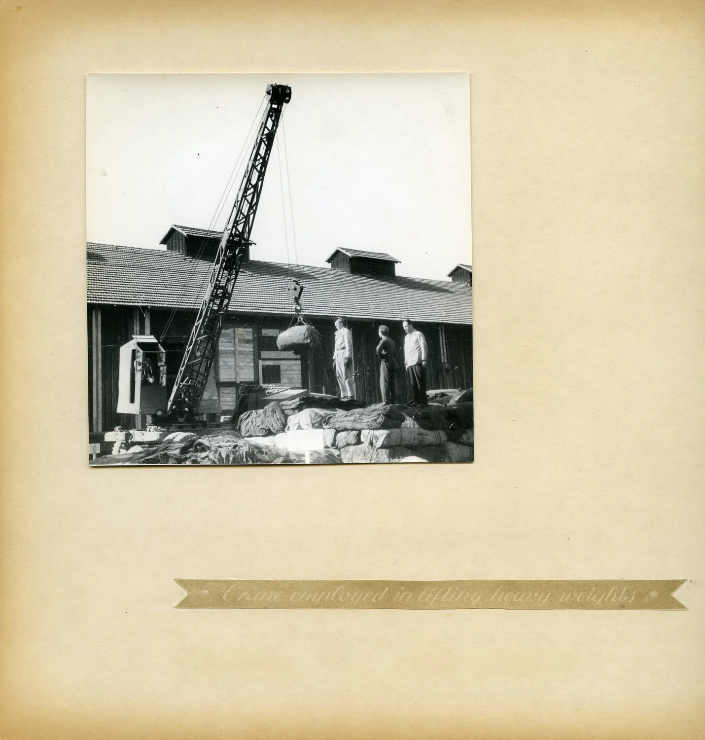 "Crane Employed in Lifting Heavy Weights" -- Mechanized Handling, Ludwigsburg Quartermaster Depot