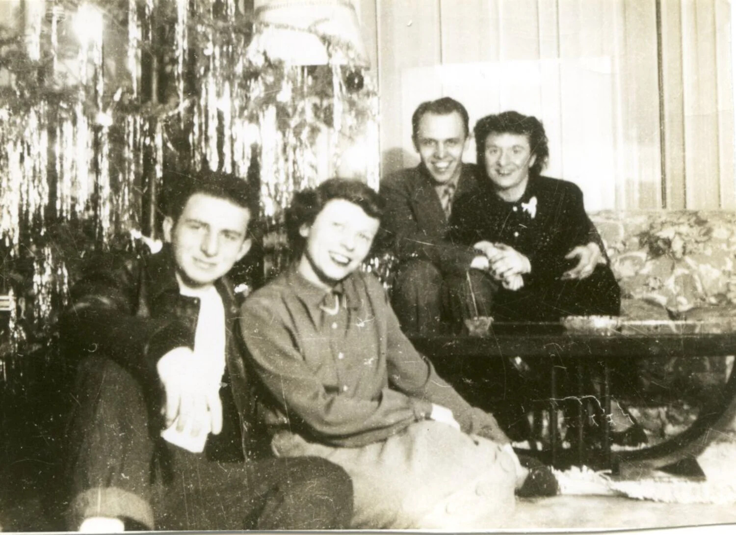 Two Couples at Christmas Gathering, Lt. Bancroft Personal Collection, Korean War Era