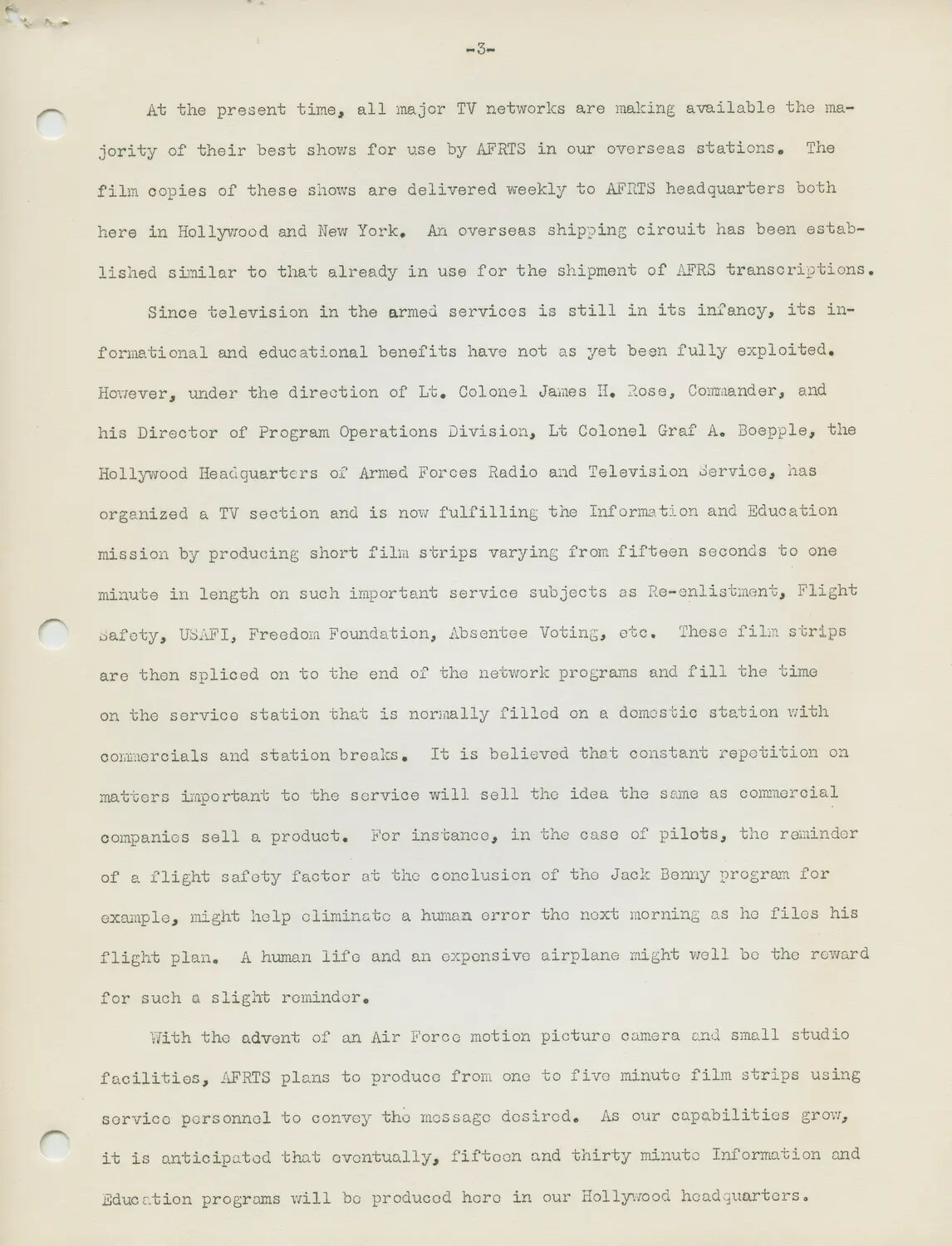 Armed Forces Radio and Television Service Report, Page 3 - Television Programming and Information/Education Film Strips