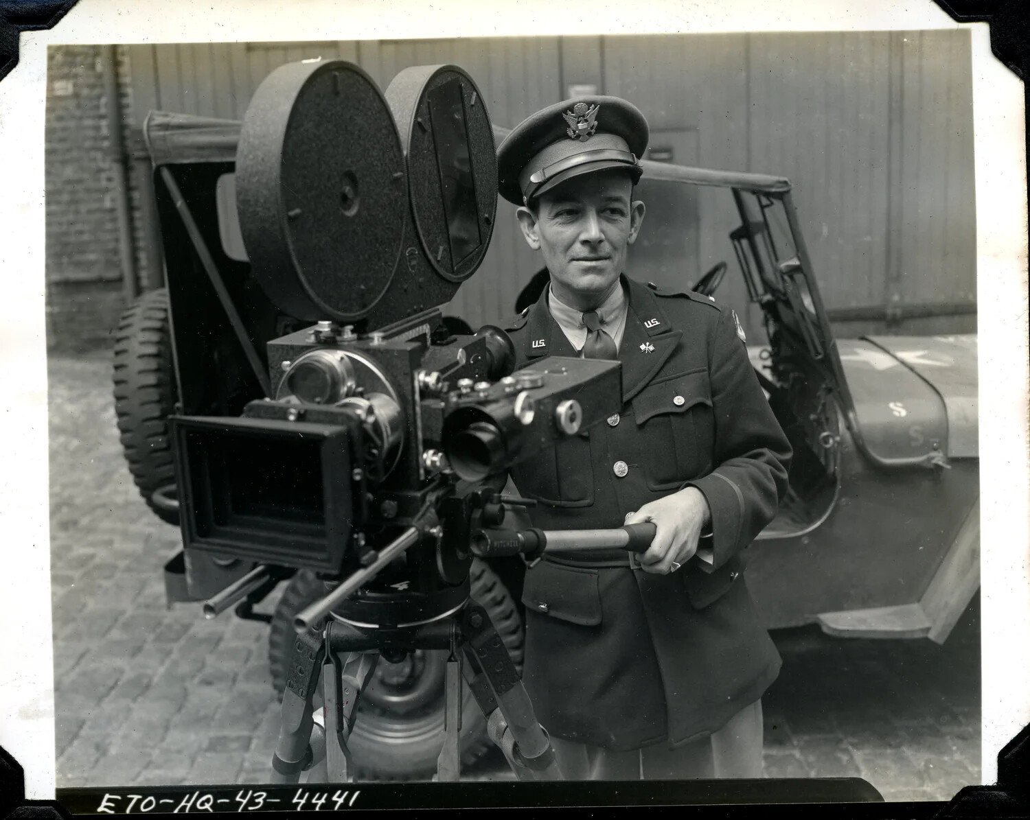 U.S. Army Signal Corps Officer with Mitchell Motion Picture Camera, ETO, 1943