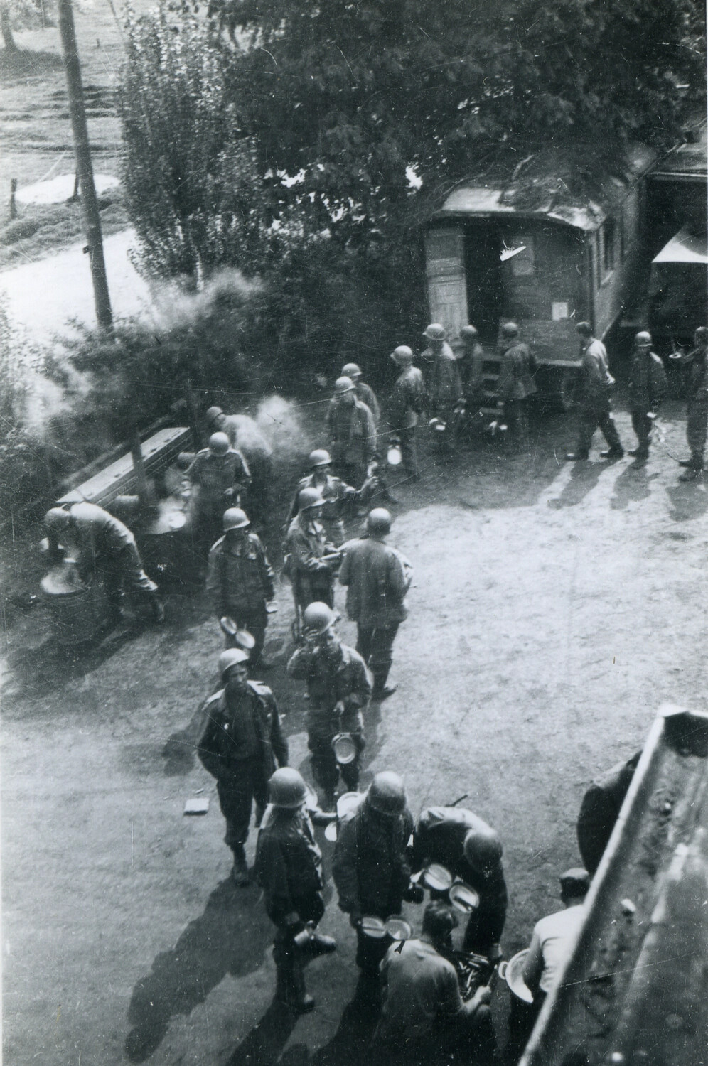 101st Airborne Division Paratroopers at a Field Kitchen, European Theater, WWII