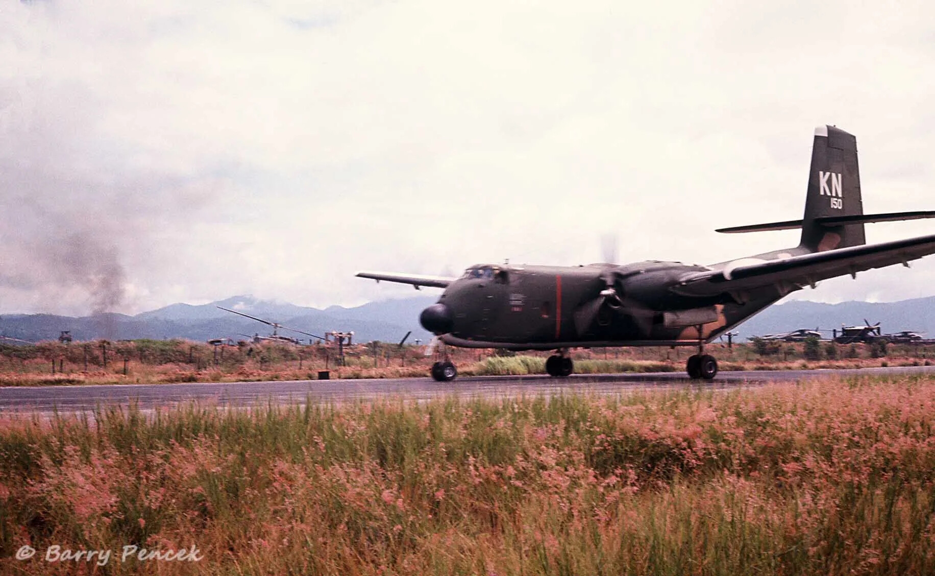 C-123 Provider Transport Aircraft Taxiing at Forward Airbase, Vietnam, Operation Tailwind Era