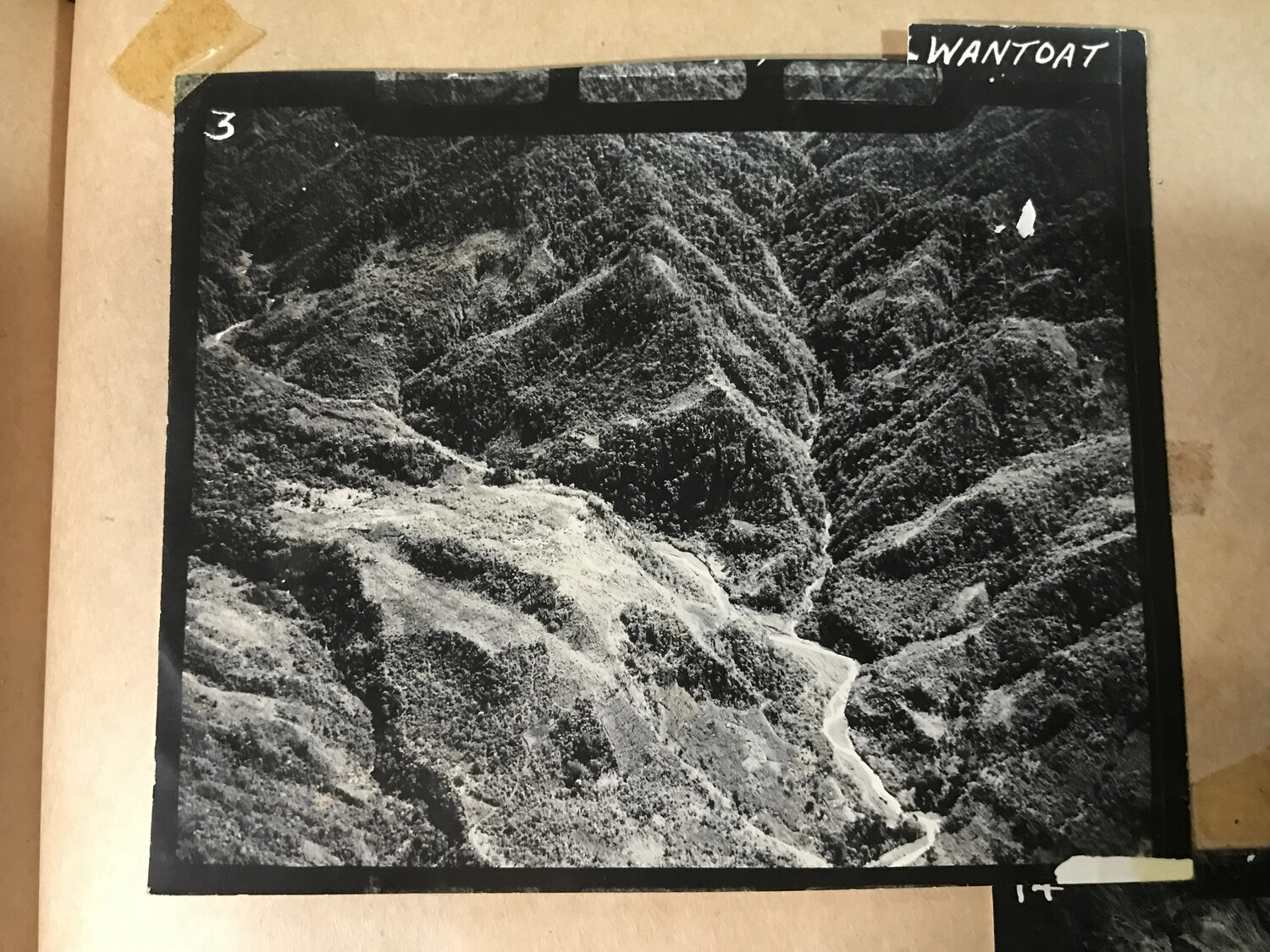 Aerial Photograph of Wantoat Mountain Terrain with Archival Labels, New Guinea