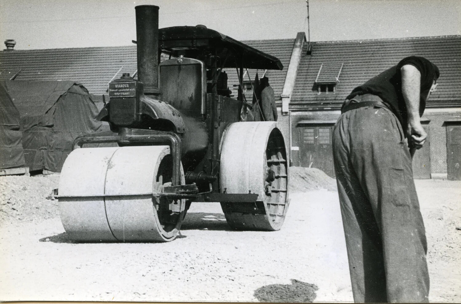 German-Built VIANOVA Road Roller Compacting Depot Grounds, Stuttgart Area, Germany