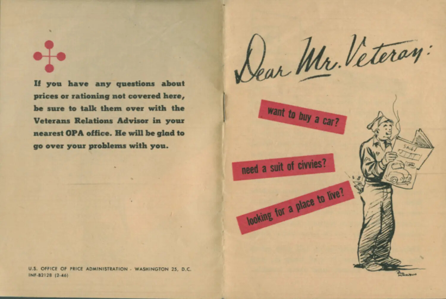 Closing Statement and Back Cover, "Dear Mr. Veteran:" OPA Booklet (INF-B2128, Feb. 1946)