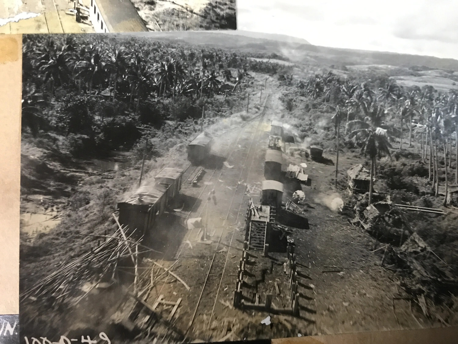Strafing Attack on Rail Line Through Coconut Plantation, Mounted Album Print (Ref. 100-0-49)