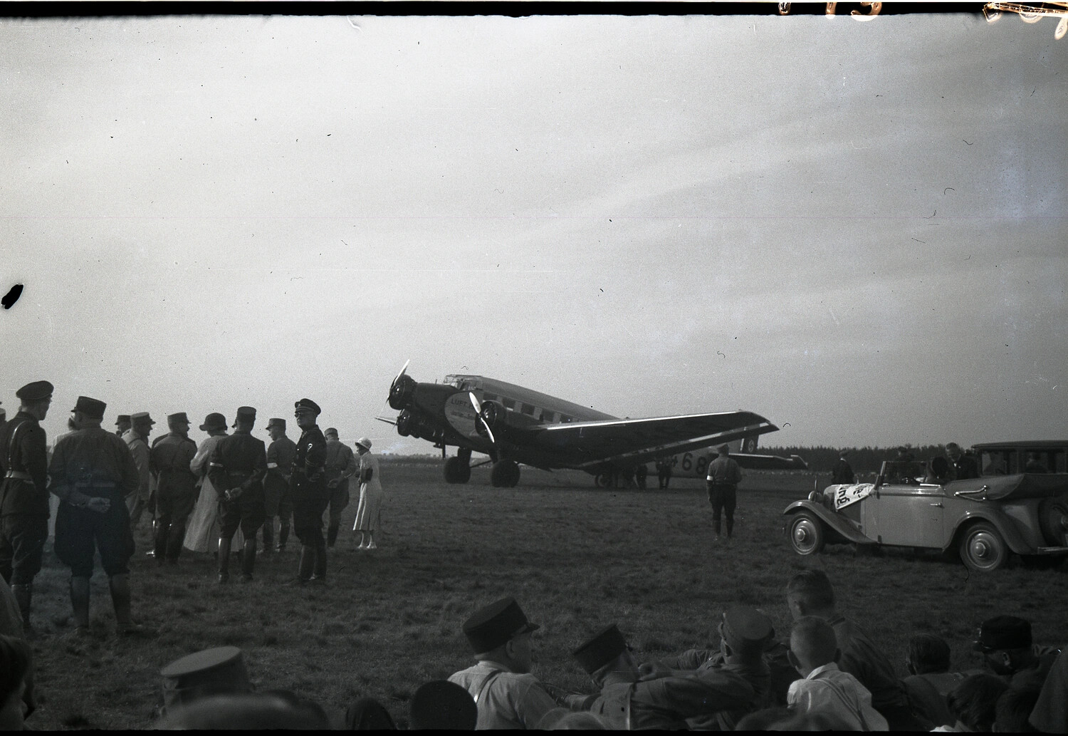 Junkers Ju 52/3m Trimotor Landing Before an Official Reception Party, Germany, 1930s