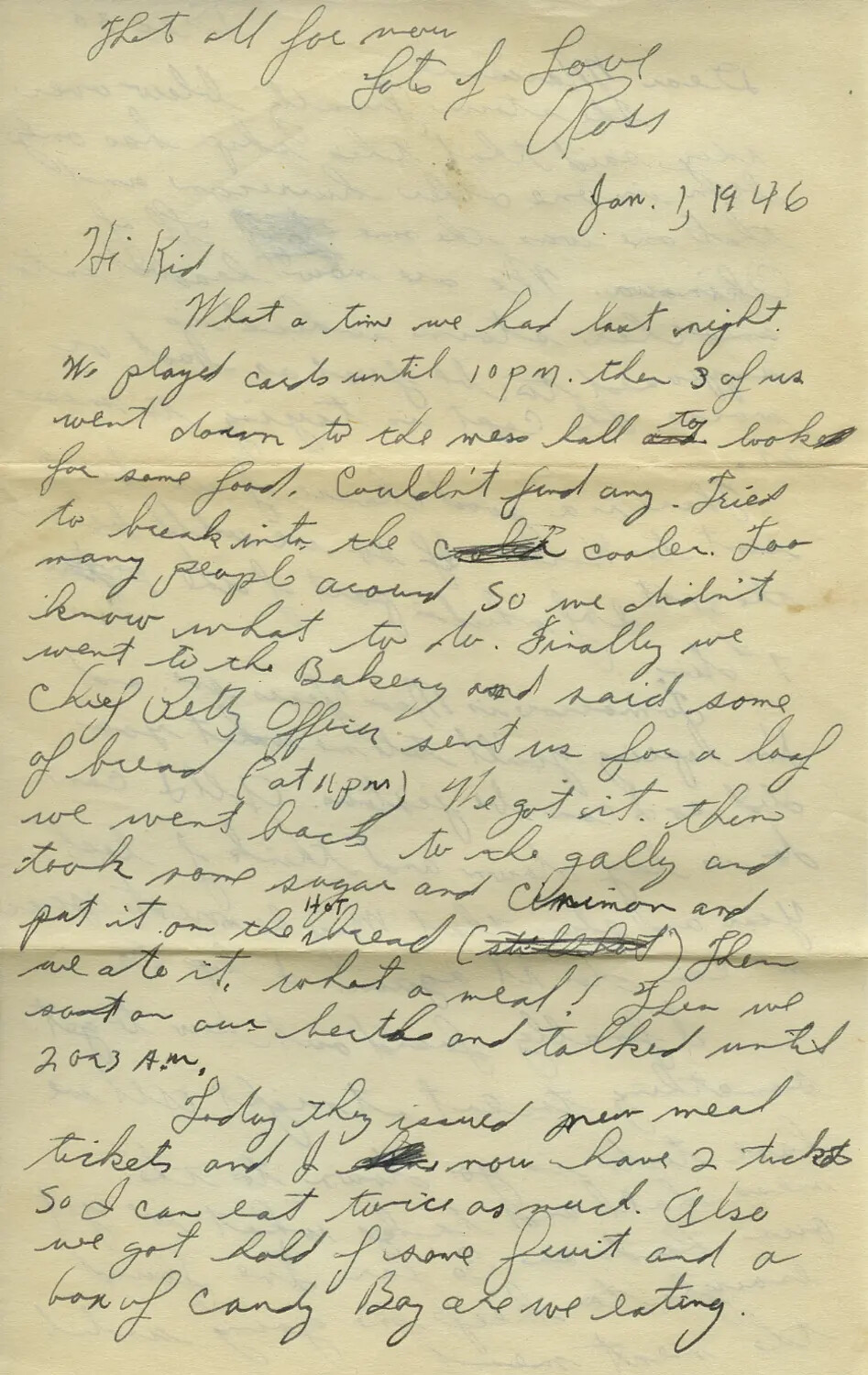 Handwritten Letter from Ross Moon, Dated January 1, 1946 - Moon-Sammet Correspondence
