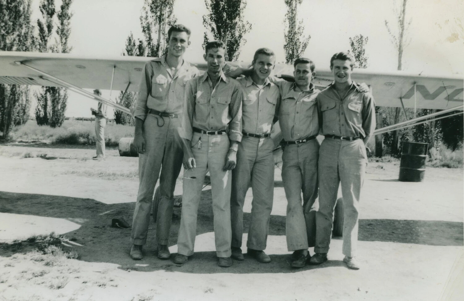 Flight Trainees with Light Civil Aircraft - McAleer Collection, WWII Era