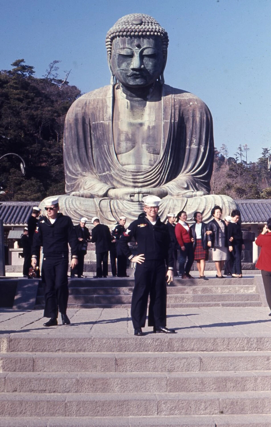 Sailors at the Great Buddha of Kamakura, Japan, Vietnam War Era Liberty Call