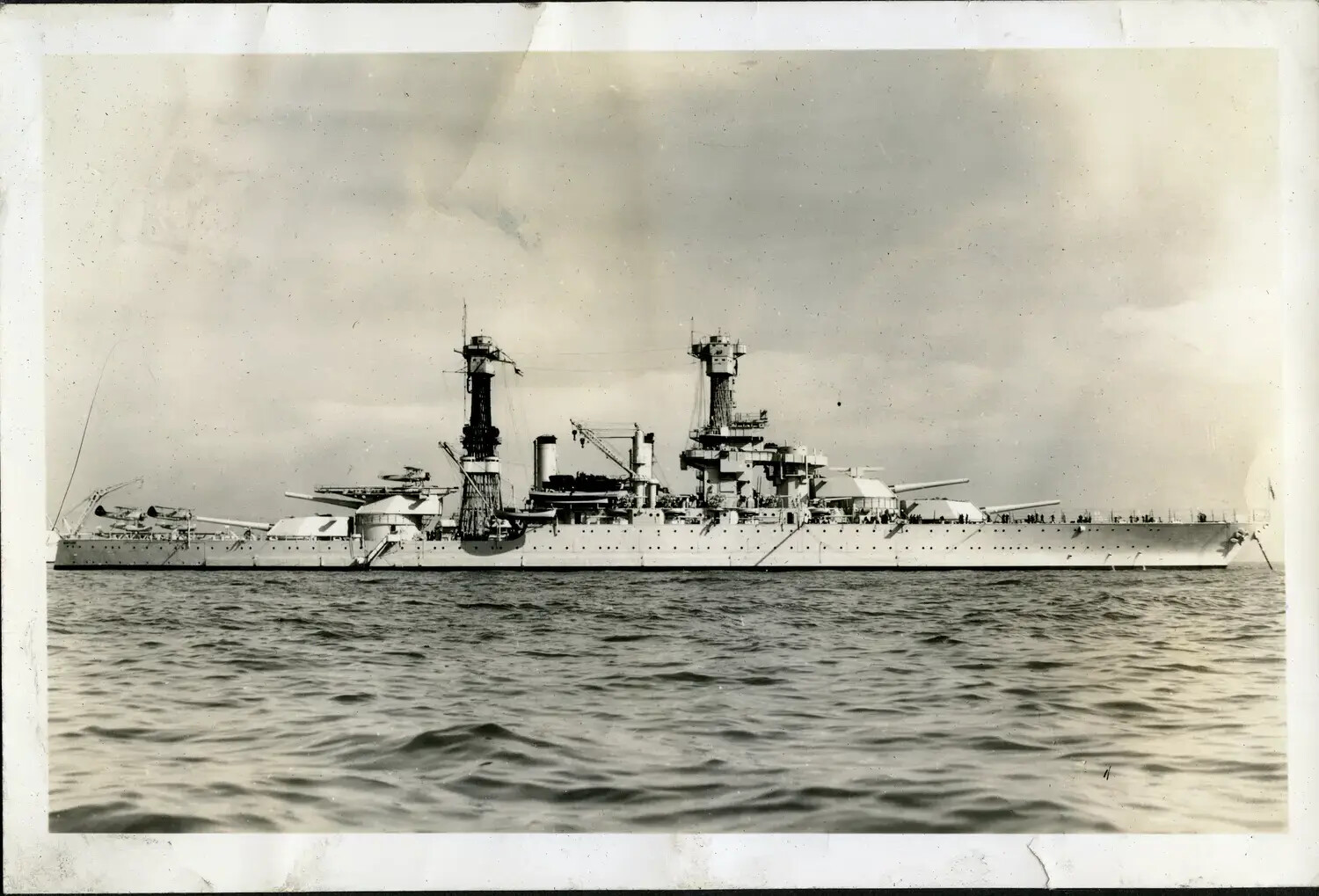 U.S. Navy Battleship (Likely USS Maryland, BB-46) at Sea, 1930s