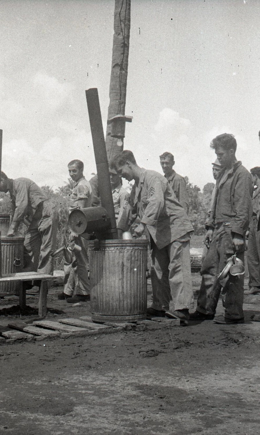 American Servicemen at an Improvised Field Stove, Luzon, Philippines, World War II