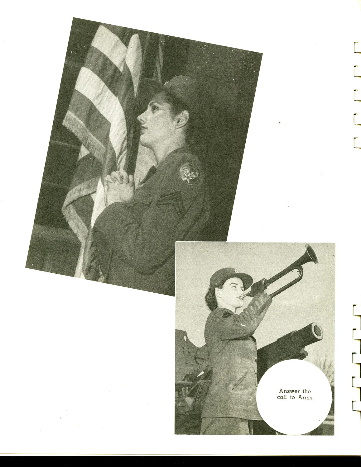 Patriotic Portraits: WAC Corporal with American Flag and WAC Bugler Sounding Call to Arms