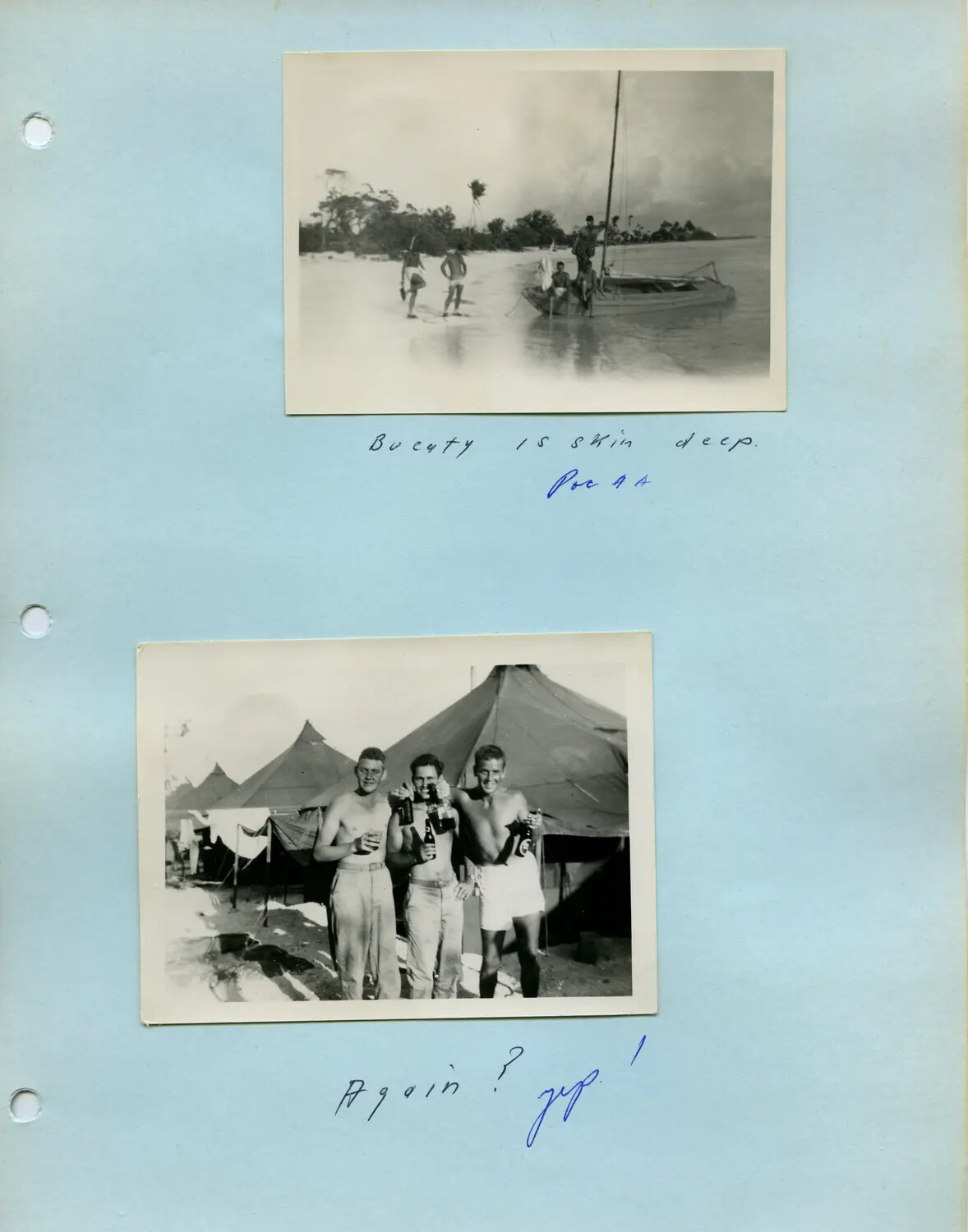 Off-Duty Recreation Snapshots, Pat McAleer Photo Album — Beach Outing and Tent Camp
