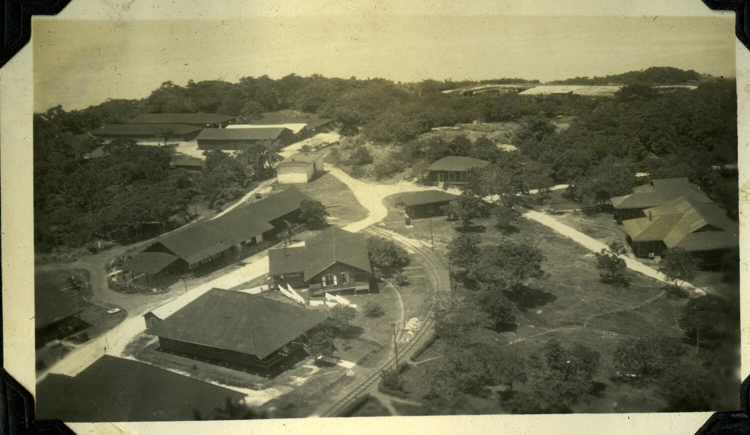 Oblique Aerial View of Housing Area with Narrow-Gauge Rail Track, Manila Bay Fortified Island, Philippines
