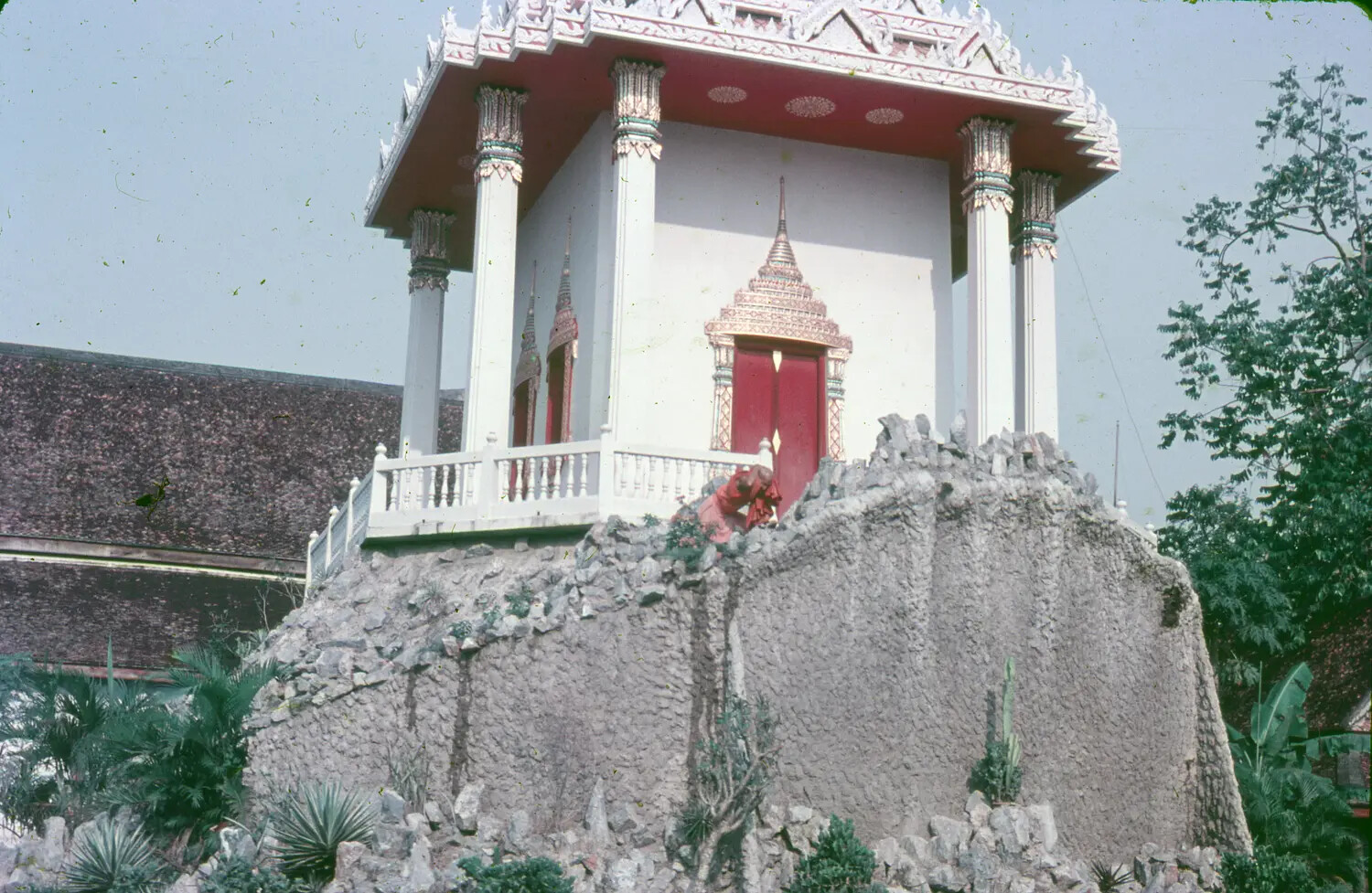 Thai Buddhist Temple Pavilion, Southeast Asia, Vietnam War Era Snapshot (1965)