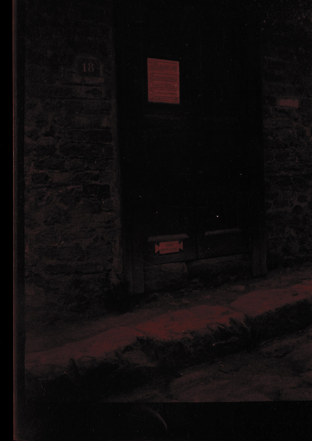 Night/Underexposed Street Scene with Numbered Doorway '18', China, 1930s